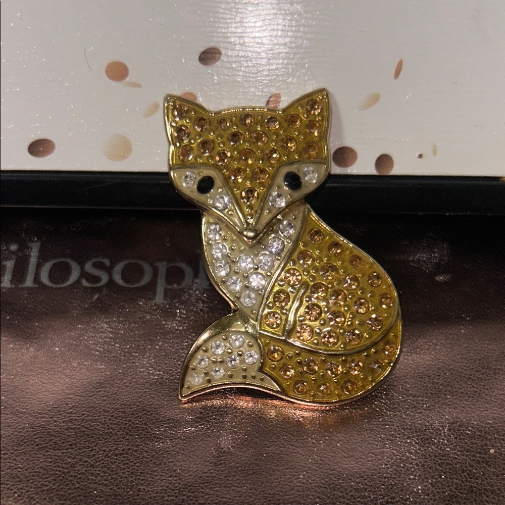 Goldtone and Silvertone Fox Brooch #J1010